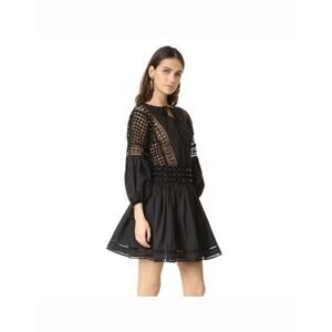Endless Rose Women's Black Balloon Sleeve Eyelet Sz S Flared Dress Reg $148